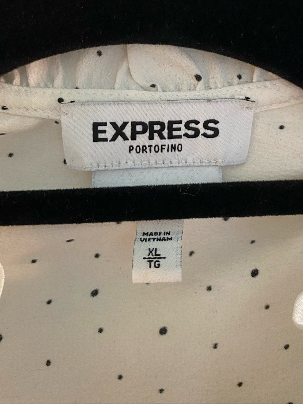 Express White Portafino Blouse with Black Polka Dots - Picture 2 of 3